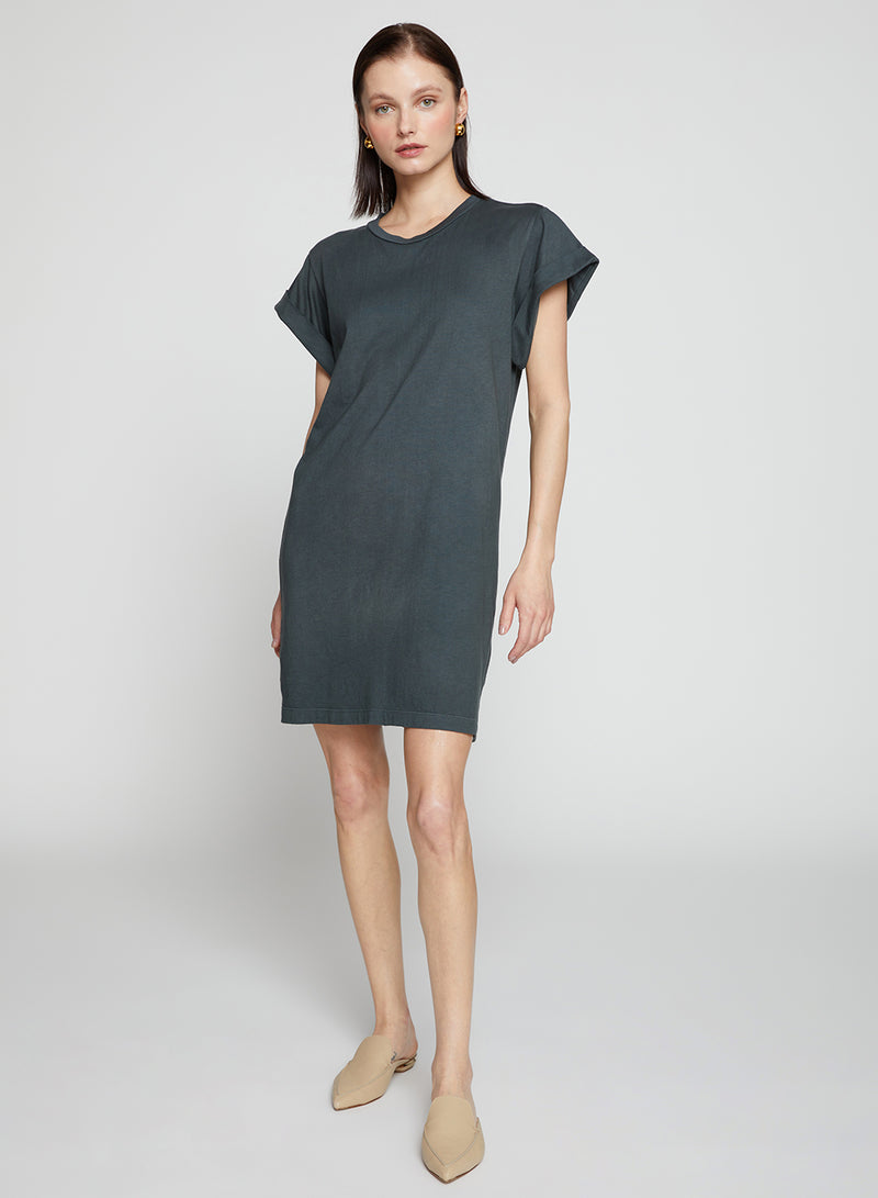 Cloud Jersey T-Shirt Dress in Verde-front