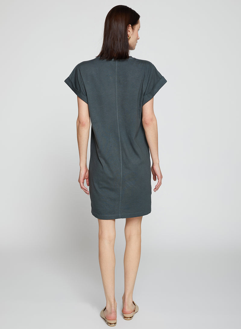 Cloud Jersey T-Shirt Dress in Verde-back