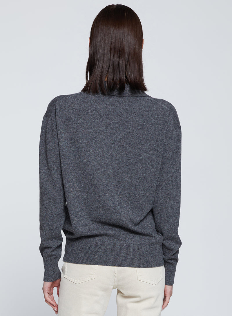 Johnny Collar Sweater in Charcoal-back view 