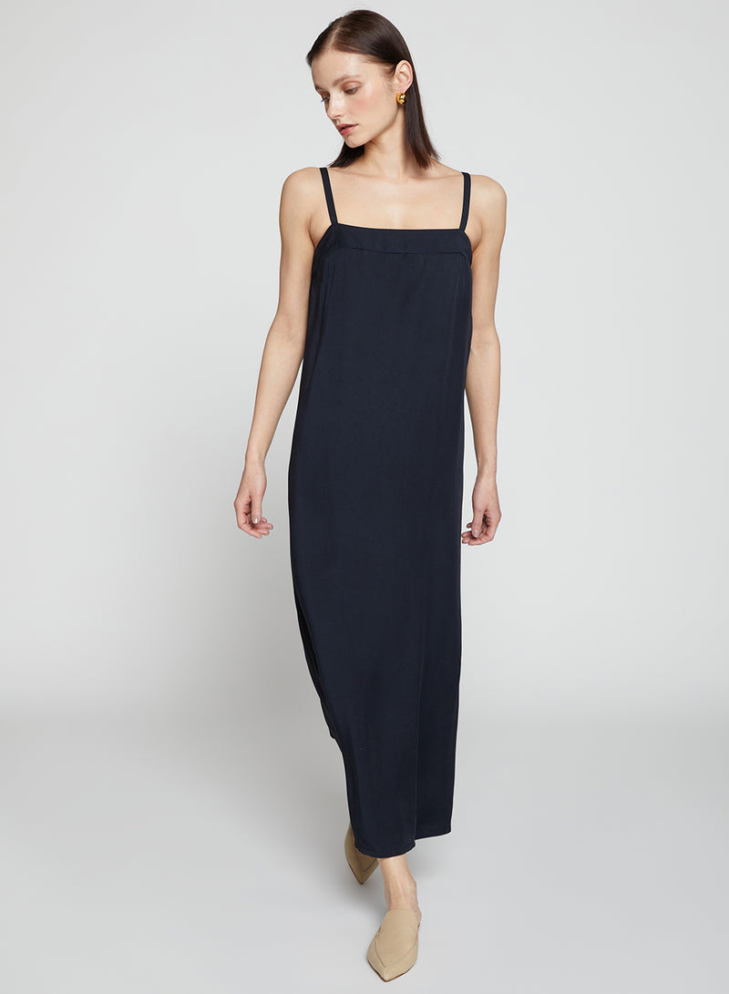 Dove Modal Slip Dress in Black-full front view