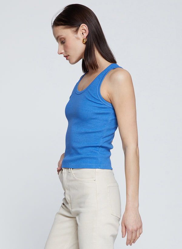 Luxe 2x1 Rib Classic Tank in Club Blue-side 