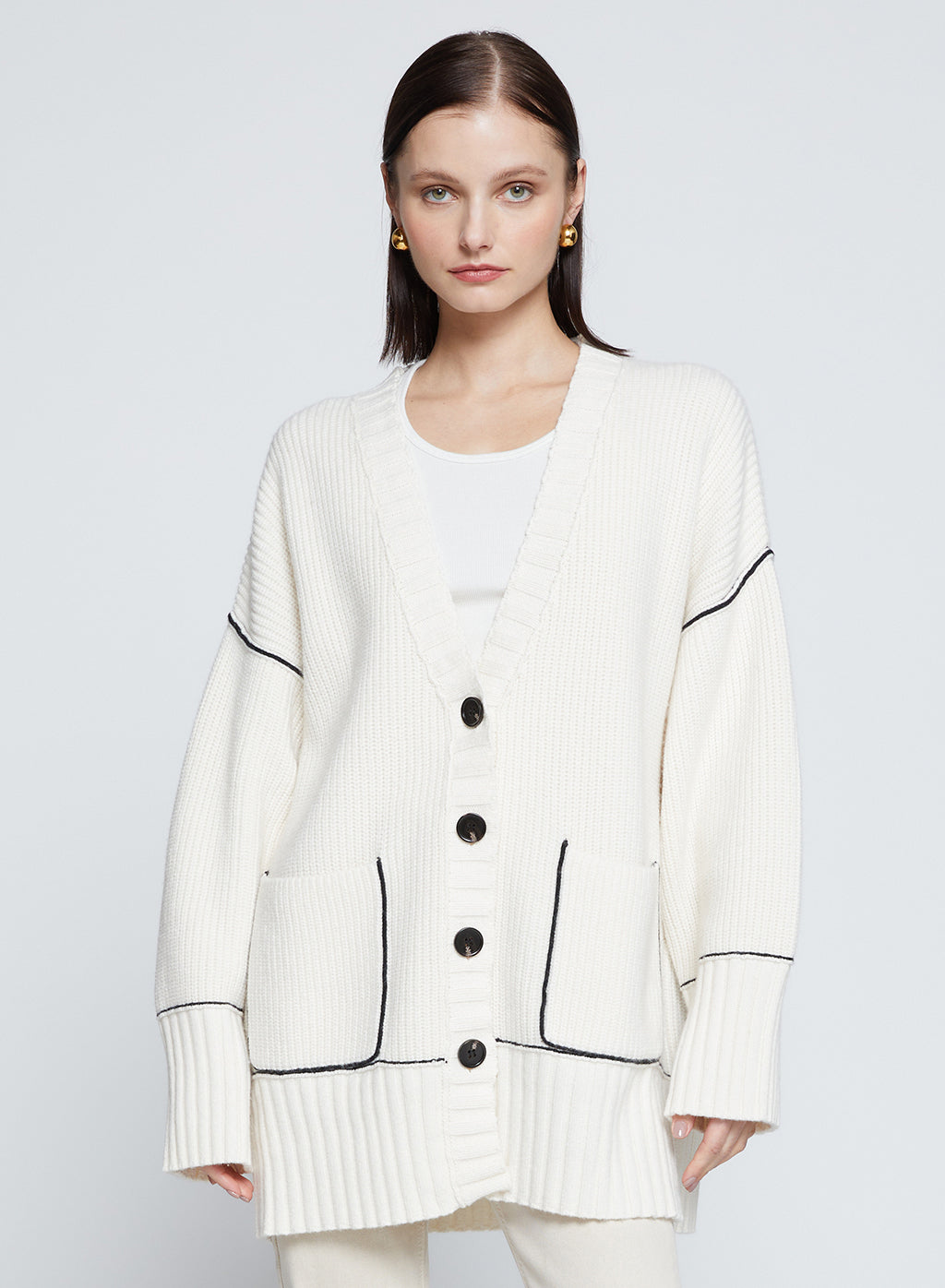 The Billy Cardigan Sweater in Cream