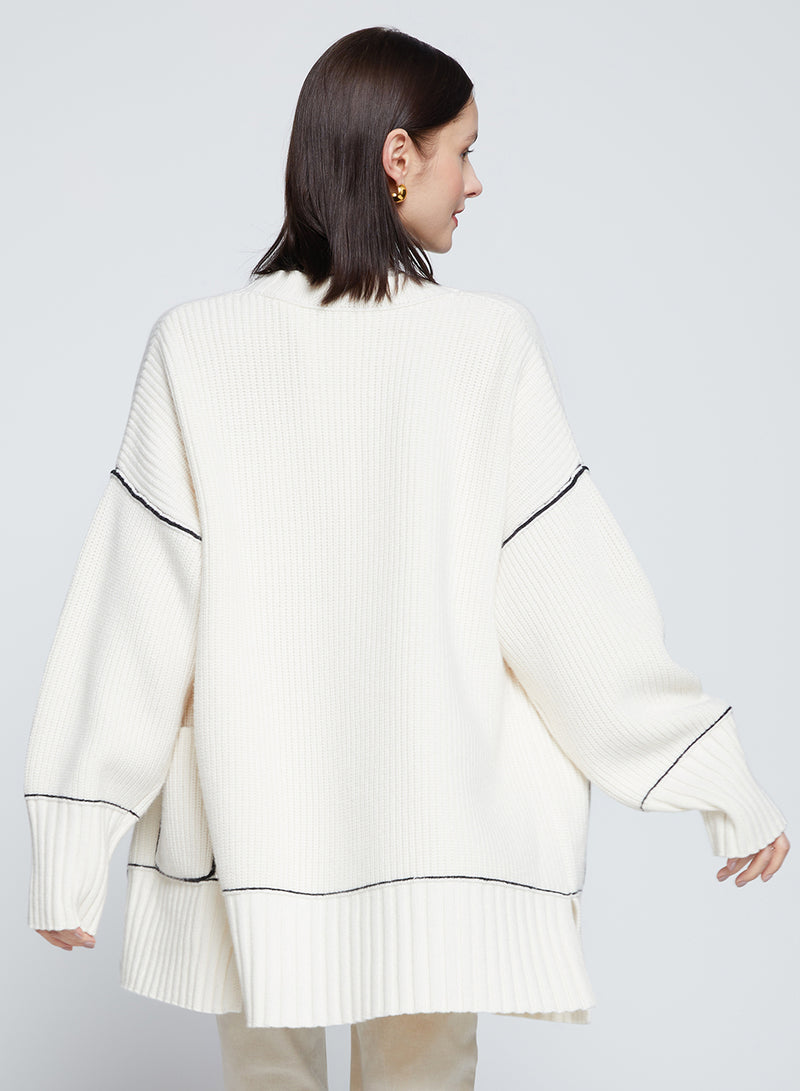 The Billy Cardigan Sweater in Cream-back view