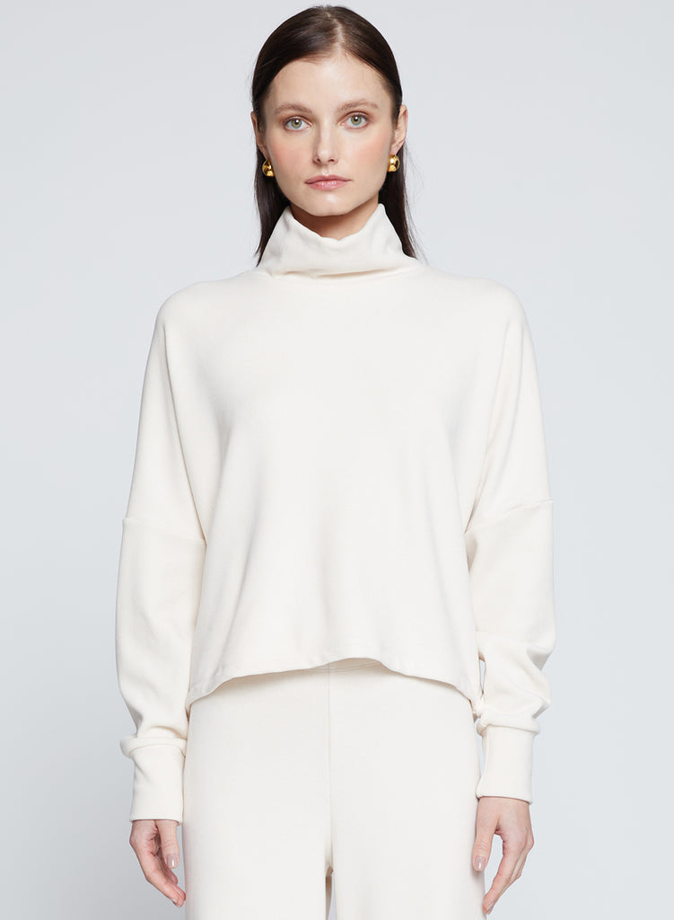Honeyluxe Flatback Rib Dropped Dolman Top in Cream – shopstateside.us