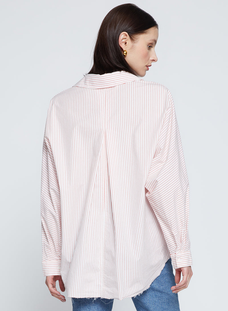 Elliott Poplin Stripe Dolman Shirt in Sumo-back view