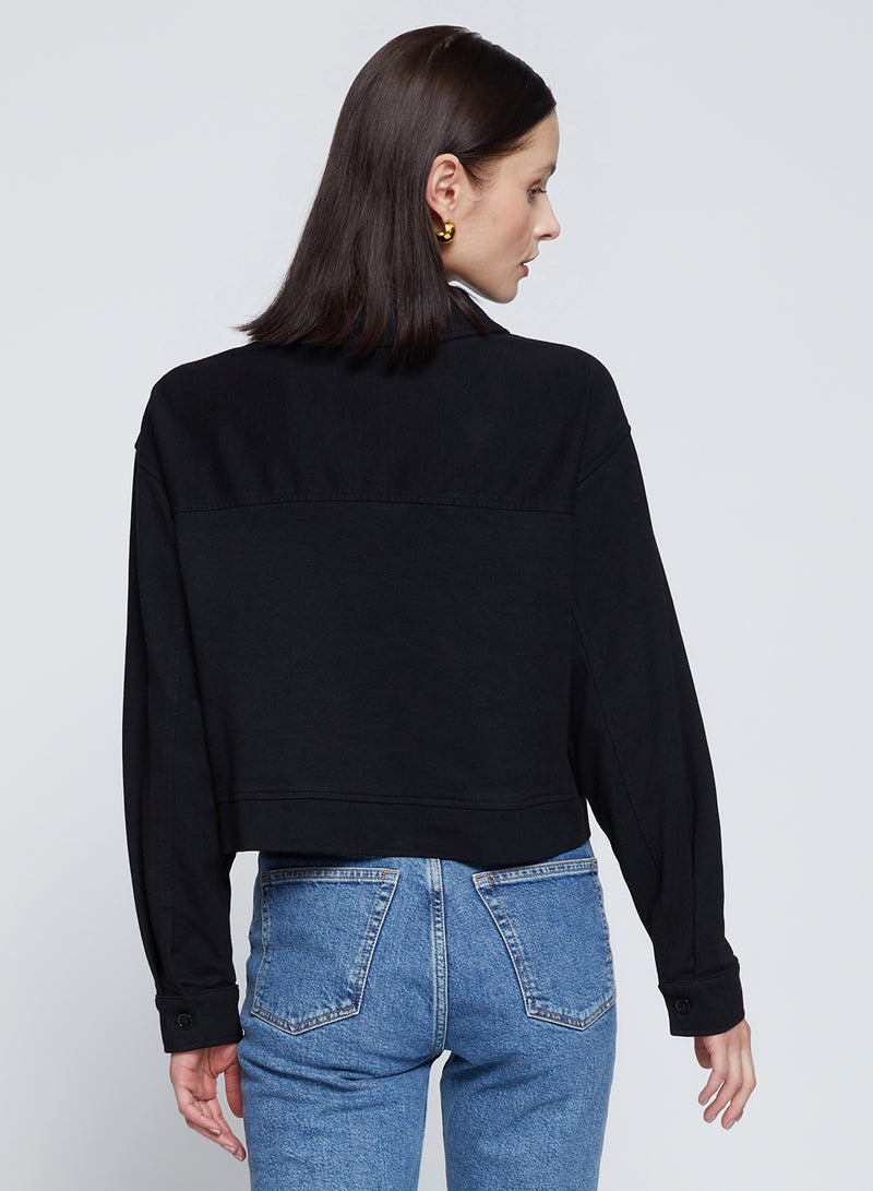 Ponte Cropped Jacket in Black-back view