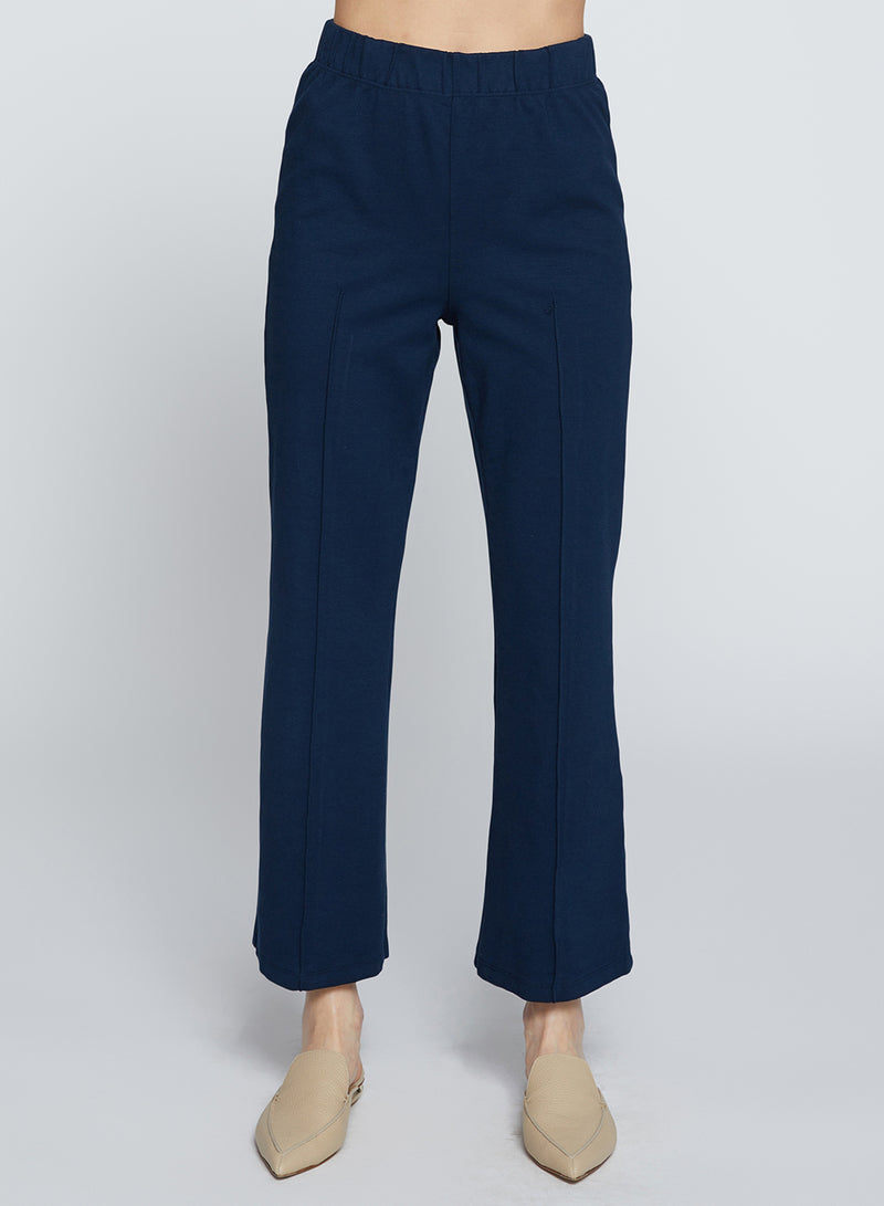 Ponte Cropped Kick Flare Pant in New Navy