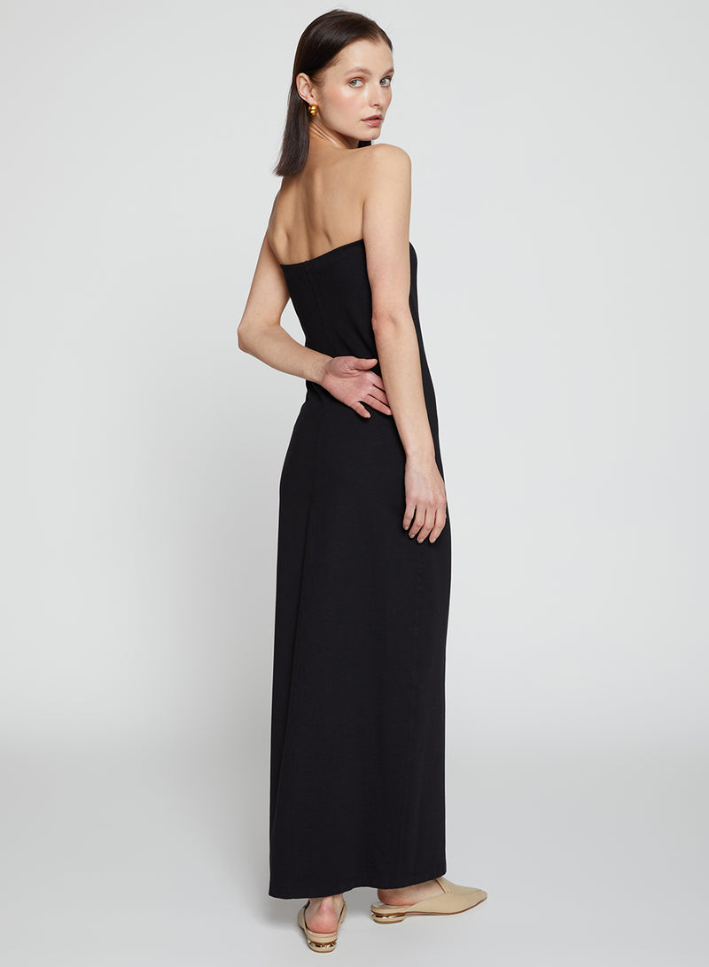 Ponte Bodycon Tube Dress in Black-back view 