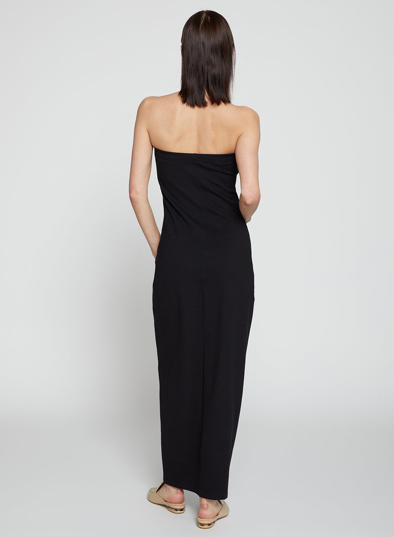 Ponte Bodycon Tube Dress in Black-back view 