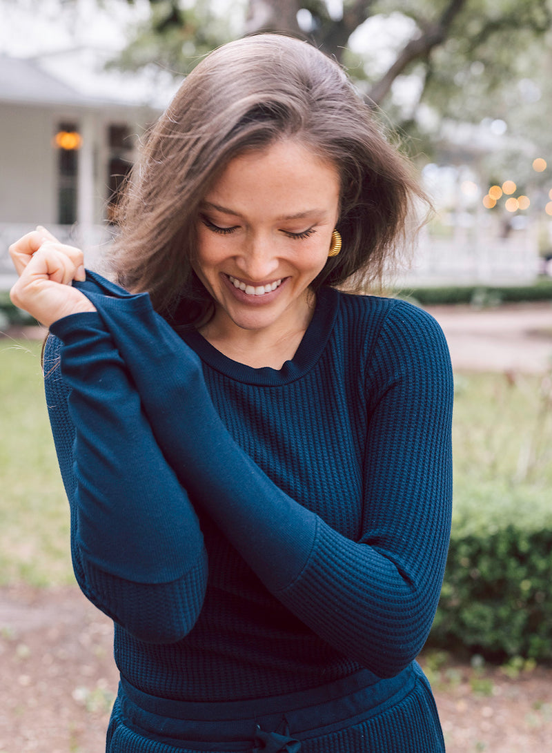 Luxe Thermal Long Sleeve Scoop Neck in New Navy