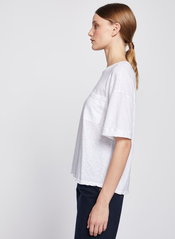 Boyfriend Pocket Tee in White-side view