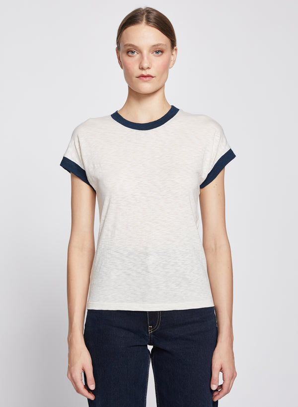 Dolman Ringer Tee in Cream-3/4 view