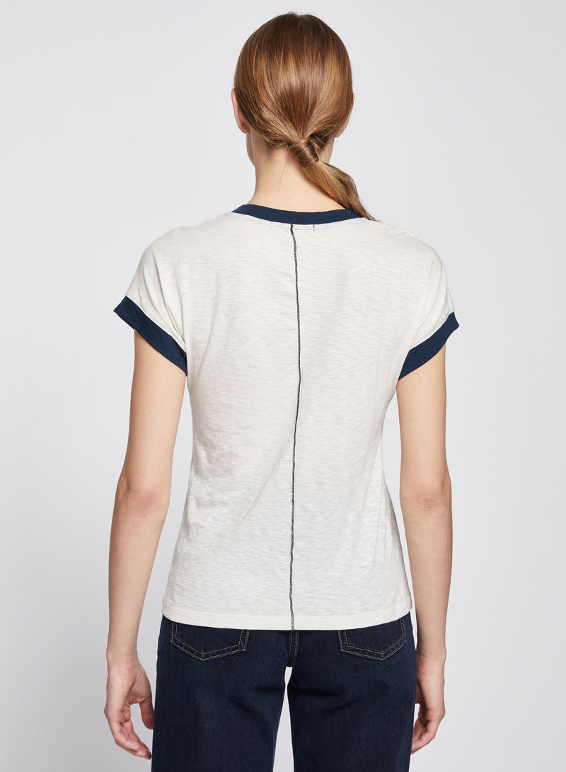 Dolman Ringer Tee in Cream-back view