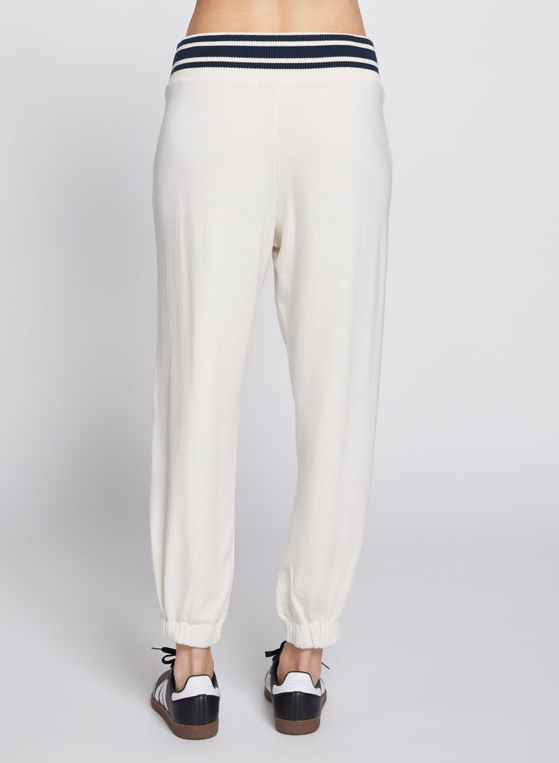 Softest Fleece Ribbed Pant in Cream-back view