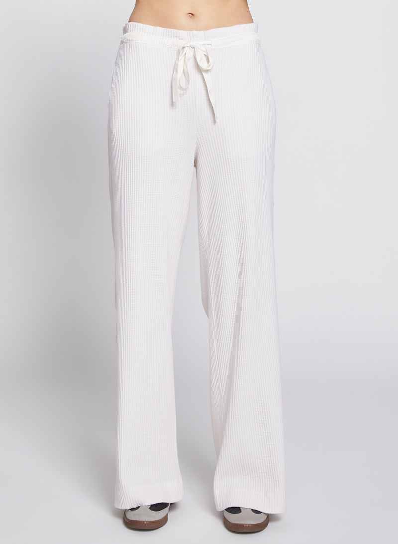 Luxe Thermal Ruched Waist Pant in Cream –