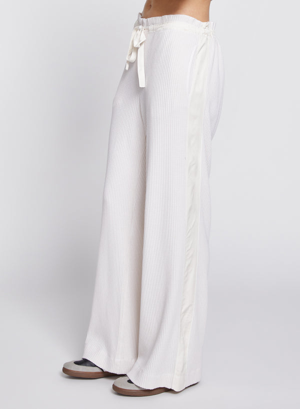 Luxe Thermal Ruched Waist Pant in Cream-side view