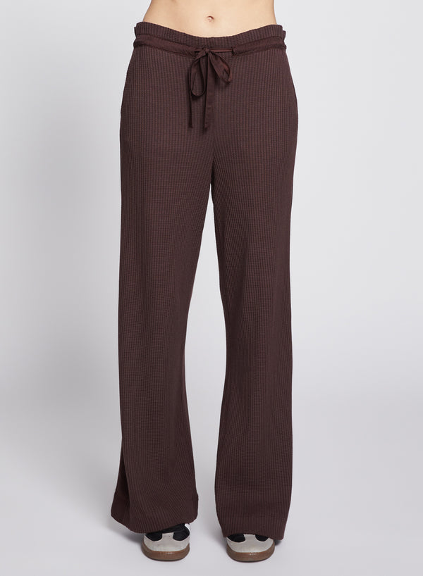 Luxe Thermal Ruched Waist Pant in Espresso-front view 