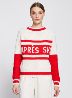 Apres Ski Crew Neck Sweater in Cream-3/4 front view