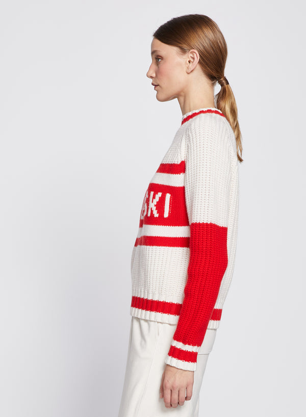 Apres Ski Crew Neck Sweater in Cream-side view