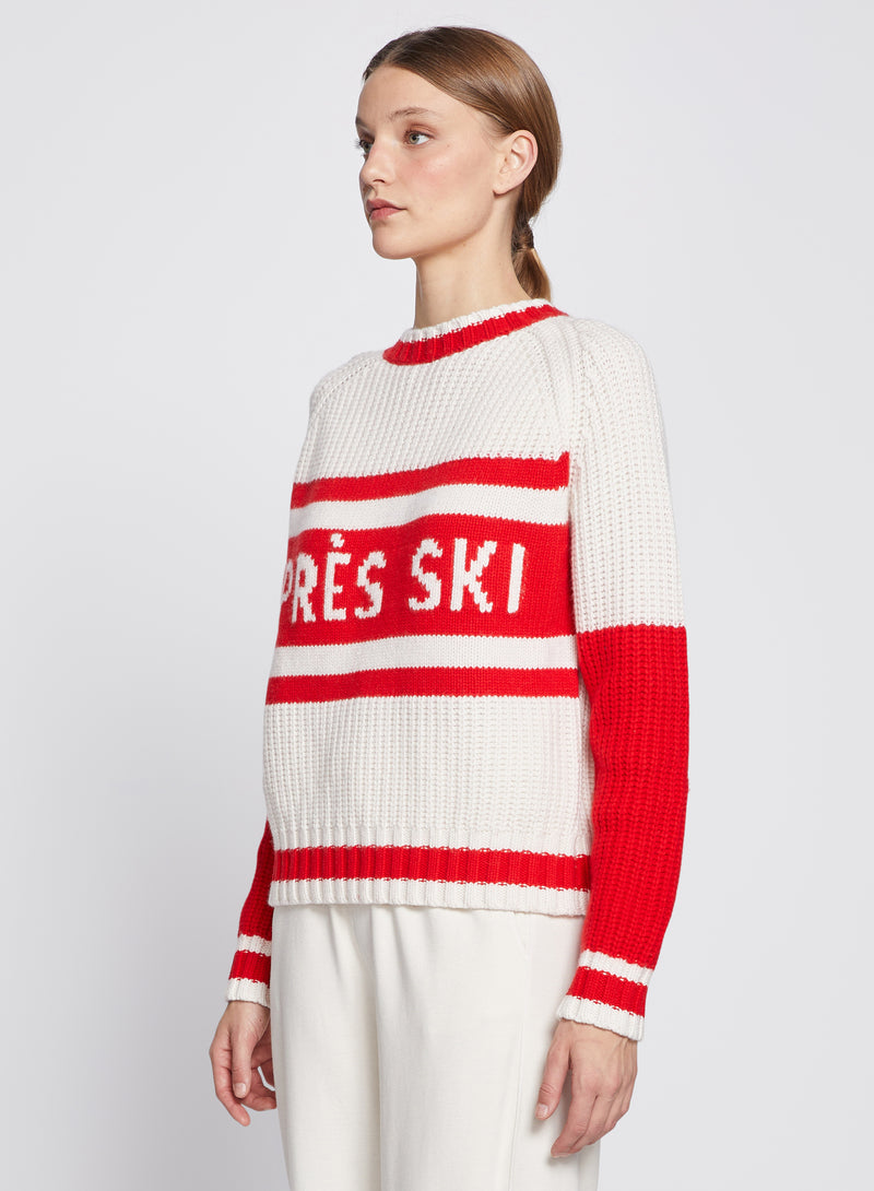 Apres Ski Crew Neck Sweater in Cream-half side view