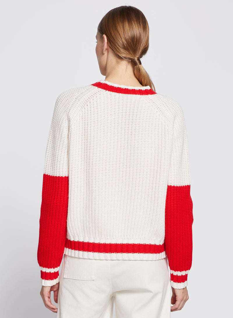 Apres Ski Crew Neck Sweater in Cream-back view