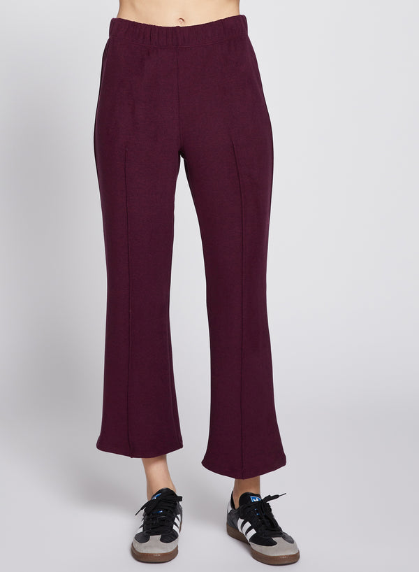 Honeyluxe Kick Flare Pant in Cherry Liquor- front view