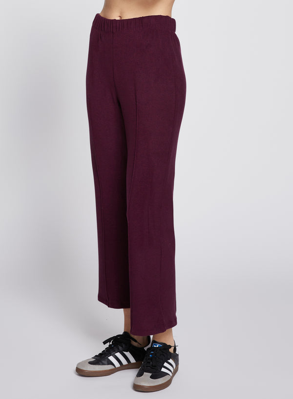 Honeyluxe Kick Flare Pant in Cherry Liquor- side view
