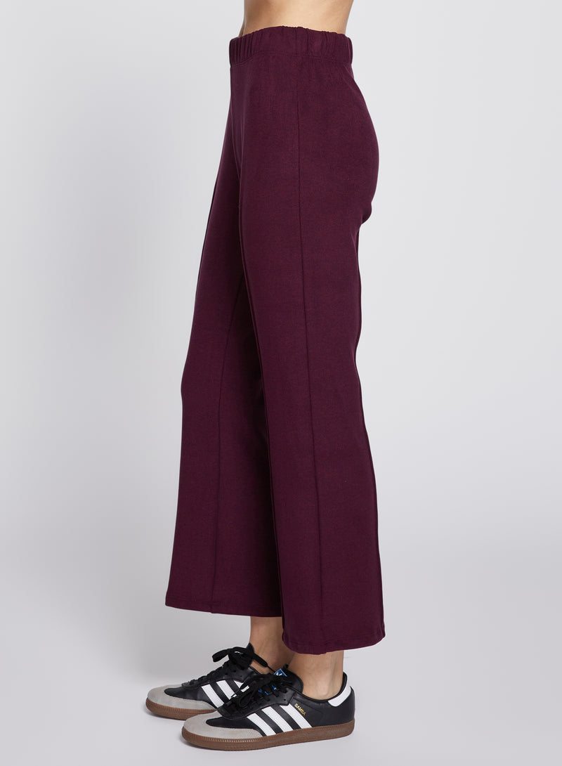 Honeyluxe Kick Flare Pant in Cherry Liquor-full side view