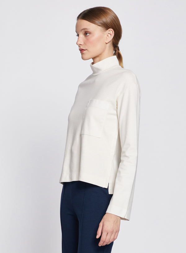 Softest Fleece Crew Neck Pullover in Espresso-side view profile