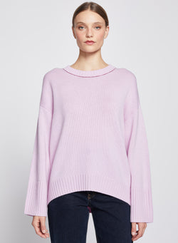 Crew Neck Sweater in Fragrant Lilac-3/4 front