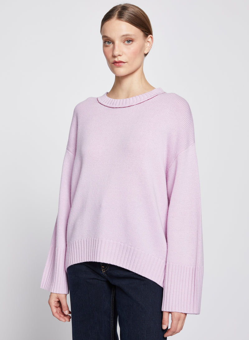 Crew Neck Sweater in Fragrant Lilac-side view 