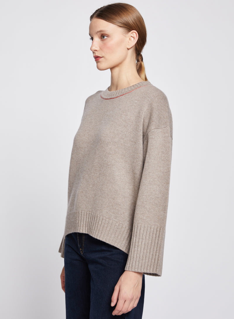 Crew Neck Sweater in Twig-side view
