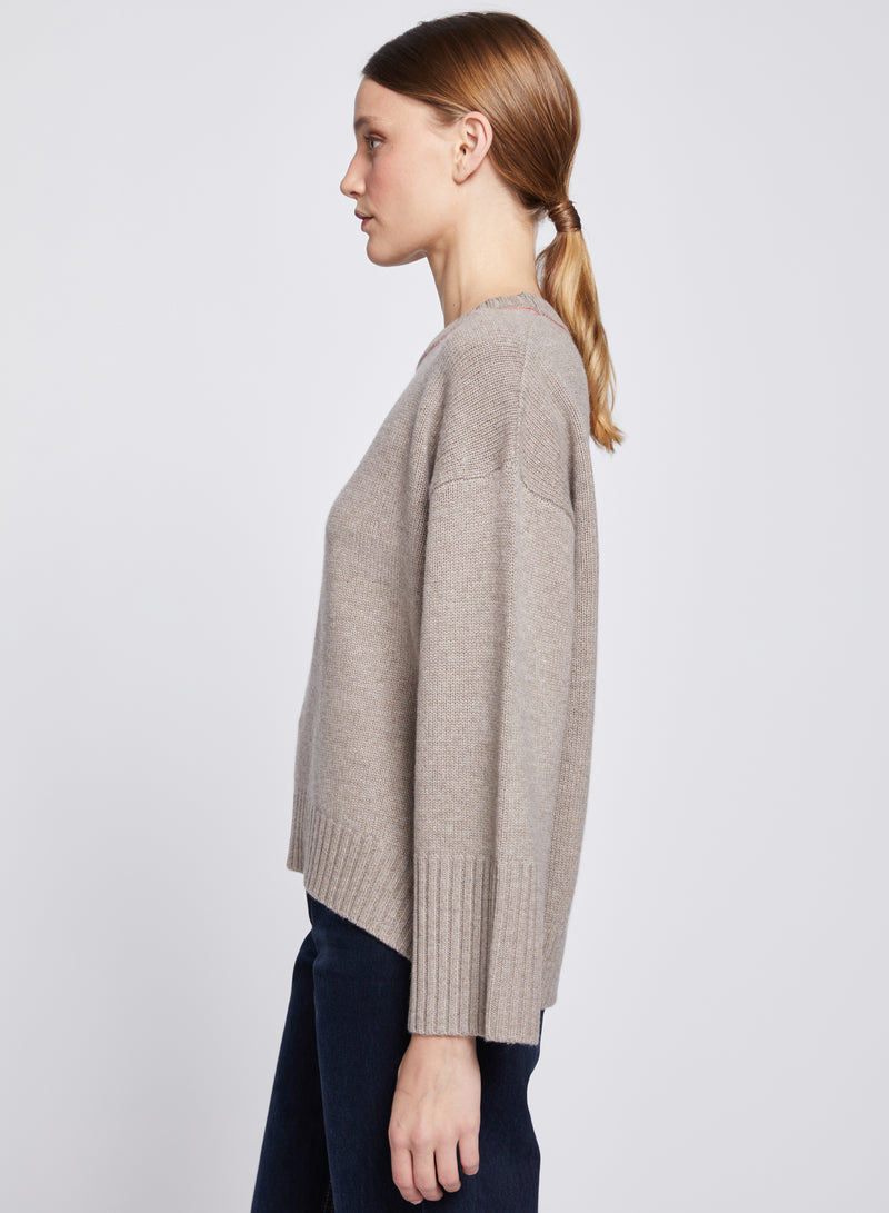 Crew Neck Sweater in Twig-side 