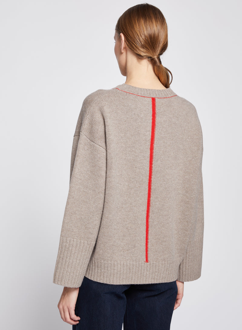 Crew Neck Sweater in Twig--back view