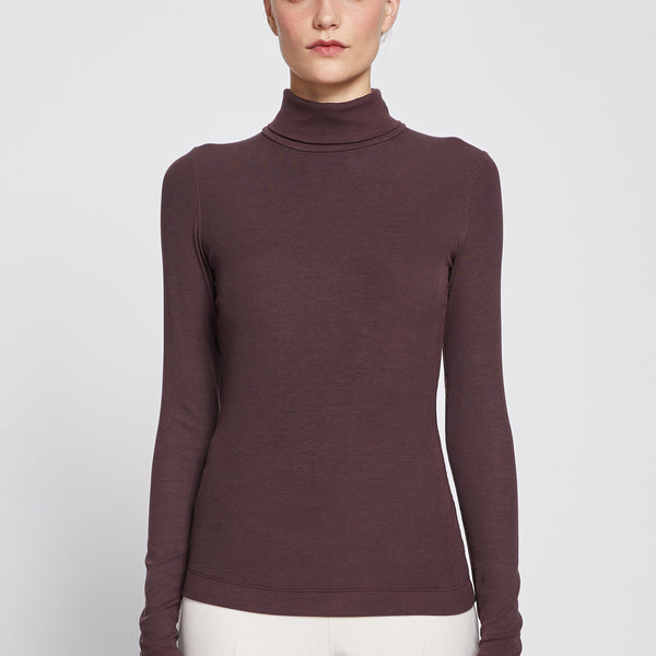 2x1 Fine Rib Long Sleeve Turtleneck in Espresso – shopstateside.us