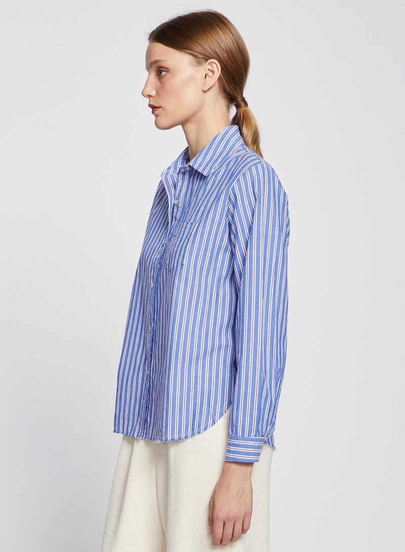 Striped Poplin Classic Shirt in Ryker-side view