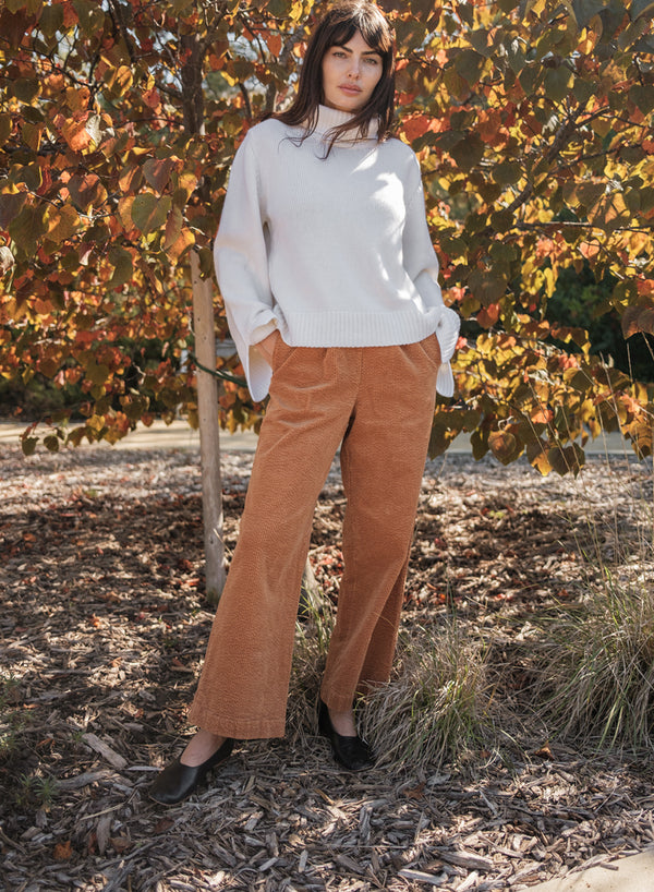 Grand Cord Wide Leg Pant in Teddy