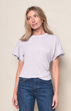 Supima Slub Jersey Side Ruched Dolman in White