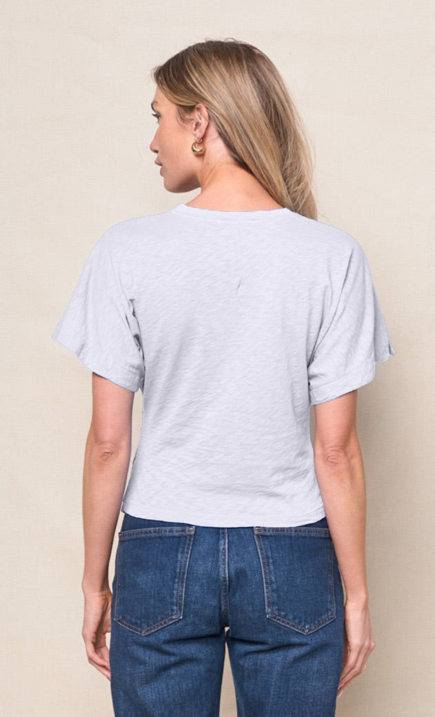 Supima Slub Jersey Side Ruched Dolman in White