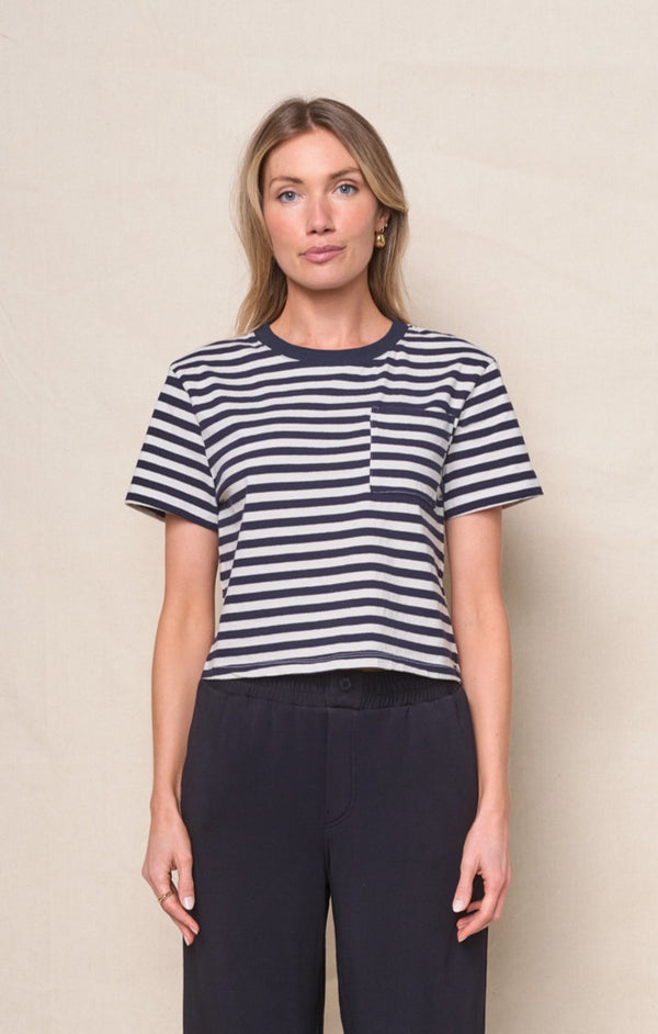 Preppy Stripe Boxy Tee in Cream