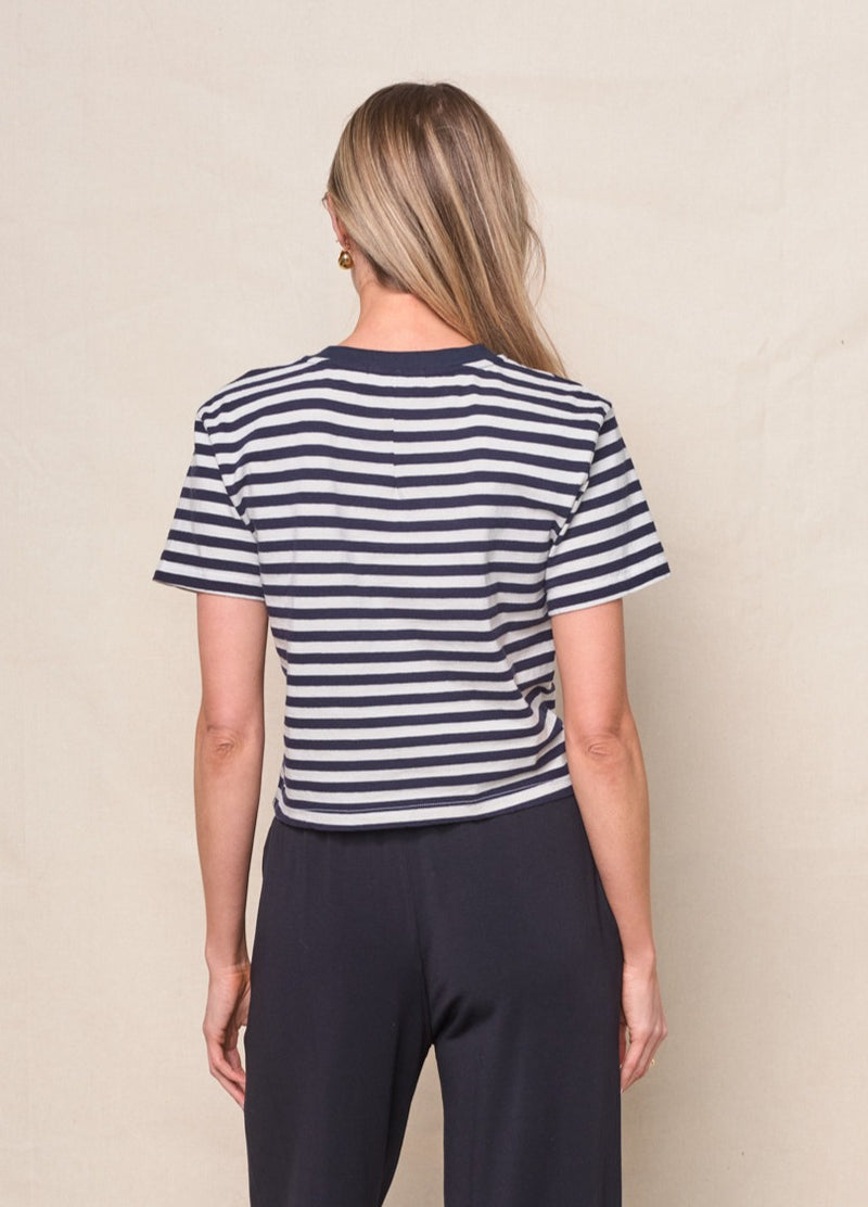 Preppy Stripe Boxy Tee in Cream