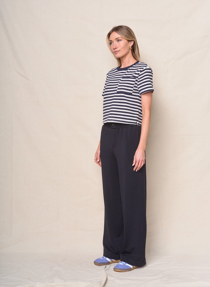 Preppy Stripe Boxy Tee in Cream