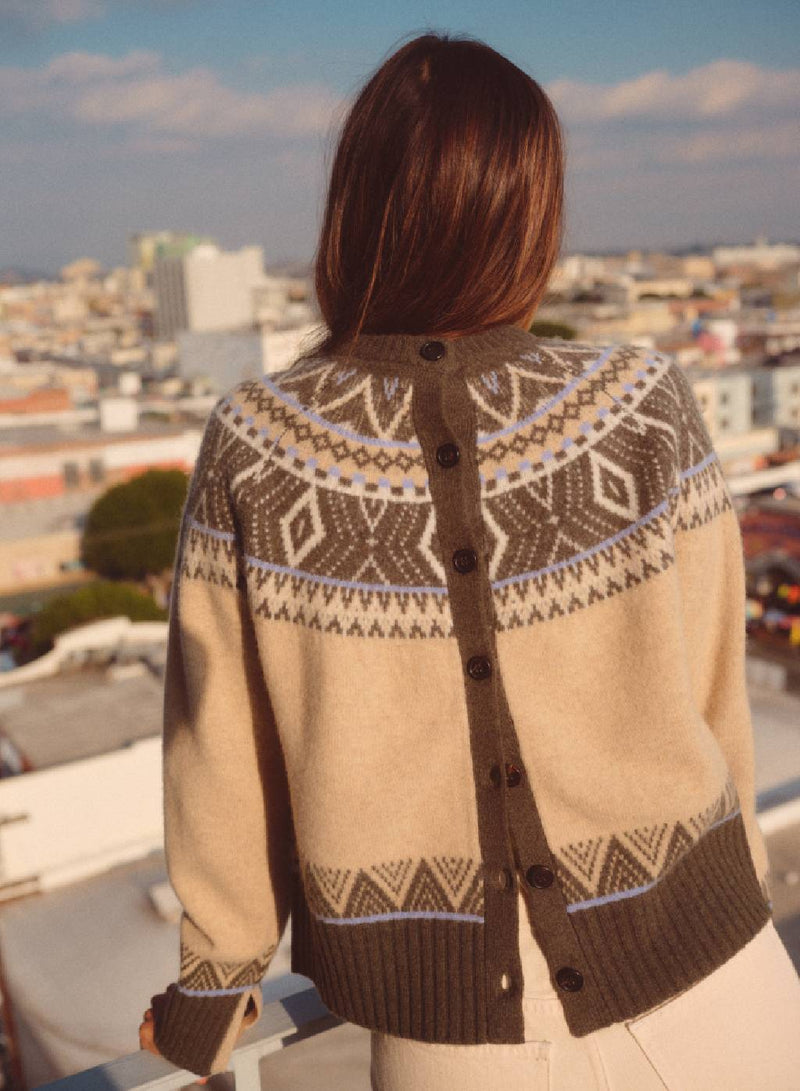 Fairisle Button Sweater in Thyme Multi