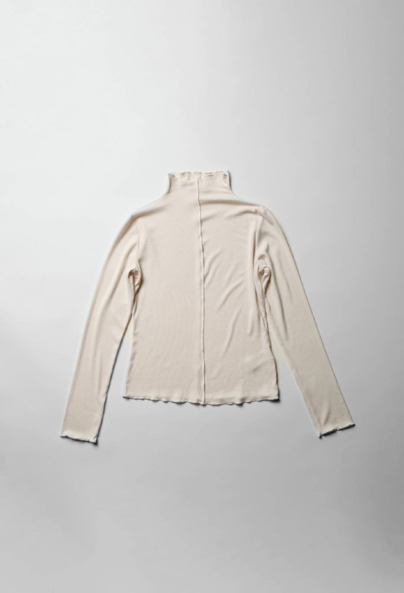 Fine 2X1 Rib Long Sleeve Mock Neck & Fine 2X1 Rib A-Line Maxi Skirt in Cream