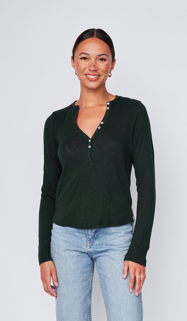 Supima Slub Jersey Henley in Everfall