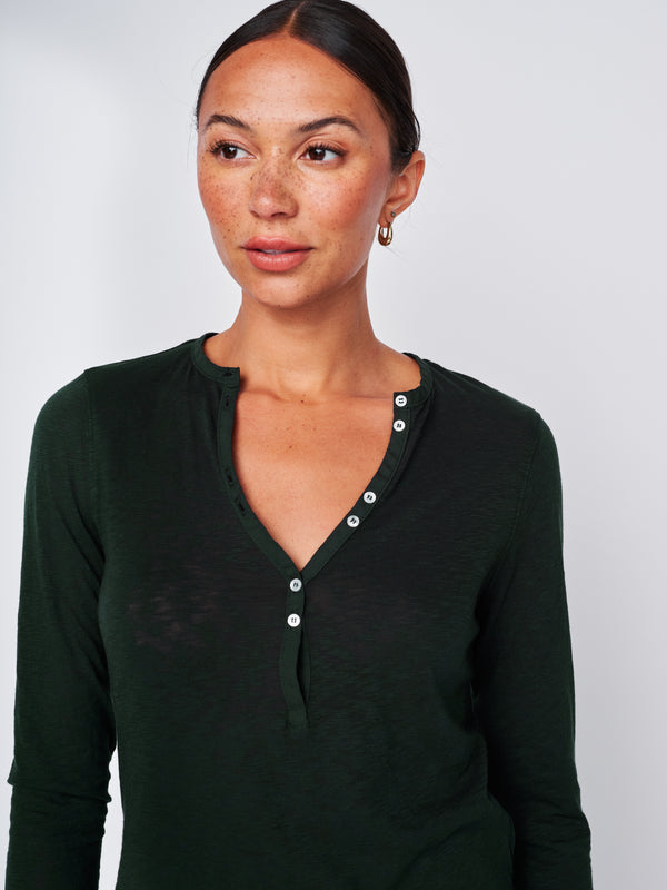 Supima Slub Jersey Henley in Everfall