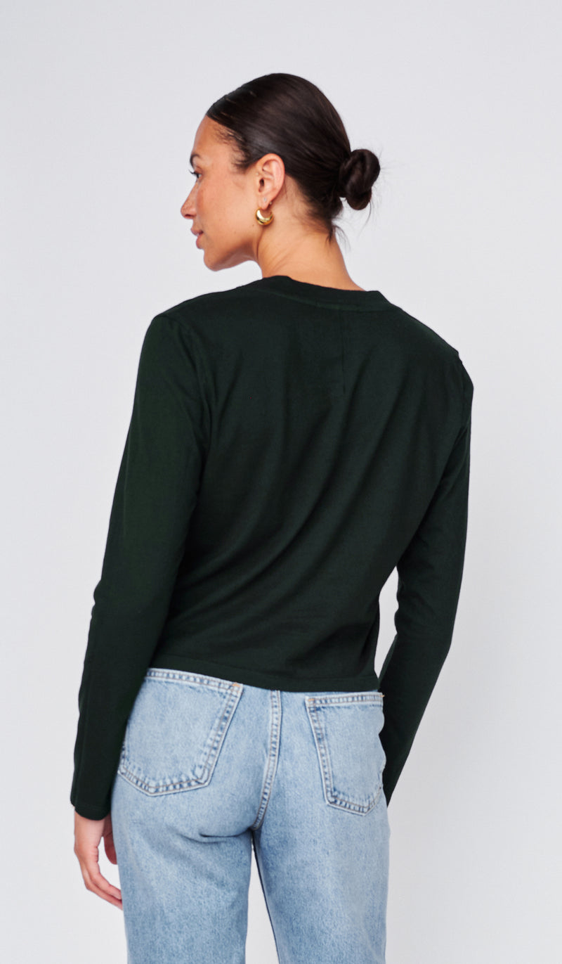 Cloud Jersey Long Sleeve V-Neck Tee in Black