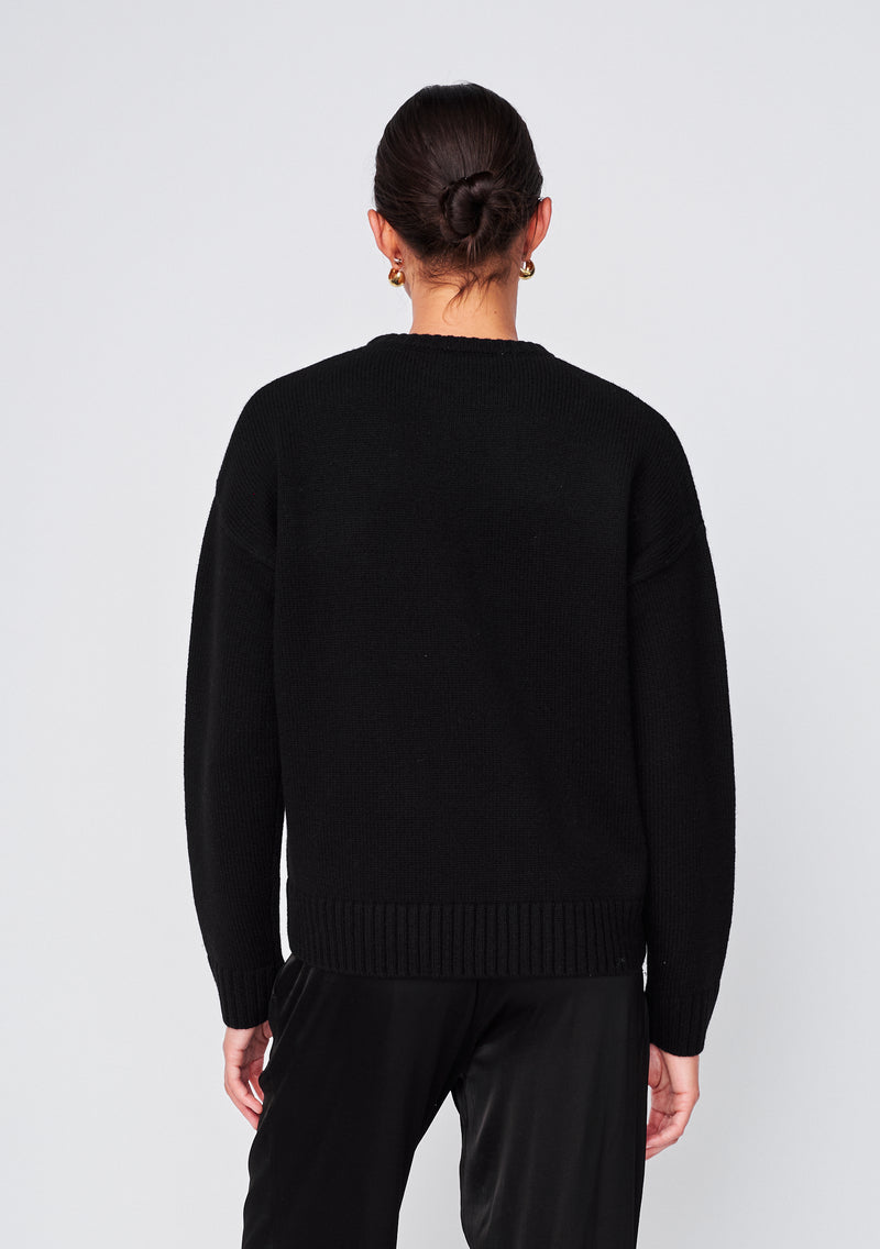 Color Block Pocket Sweater in Black/Cream