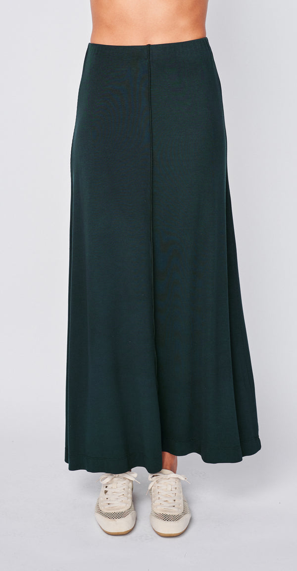 Fine 2X1 Rib A-Line Maxi Skirt in Everfall
