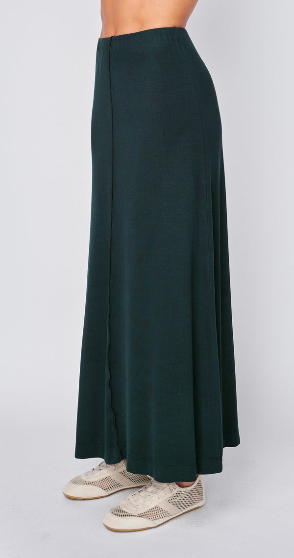 Fine 2X1 Rib A-Line Maxi Skirt in Everfall